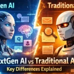 NextGen AI vs Traditional AI comparison showing differences in capabilities, reasoning, and multimodal technology.
